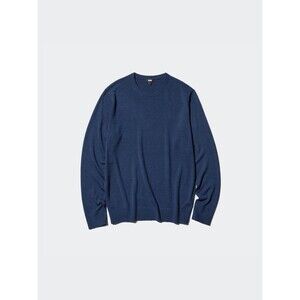 NWT Uniqlo Men’s Extra Fine 100% Merino Wool Crew Neck Sweater Light Navy Size S